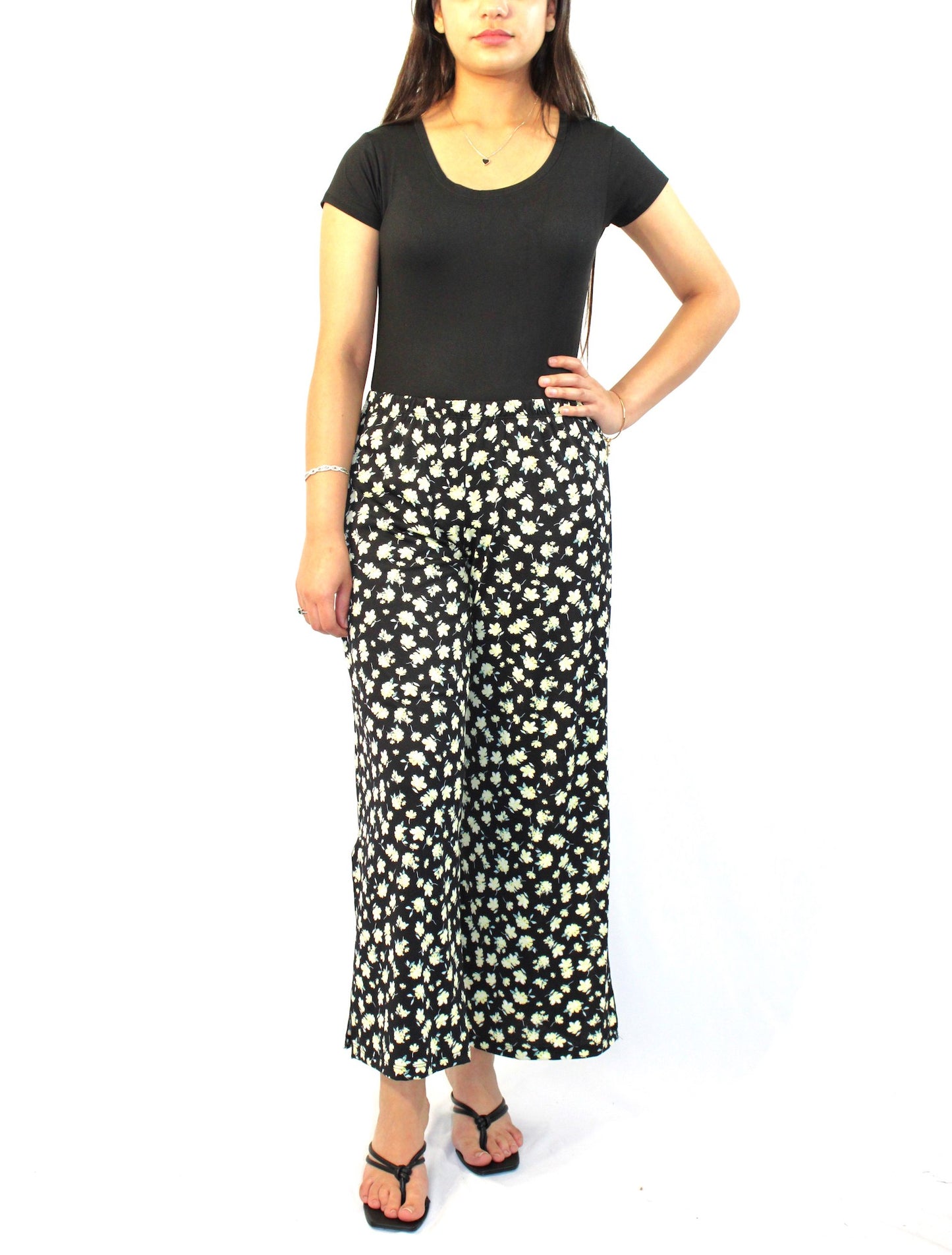 Floral Wide-leg Pants