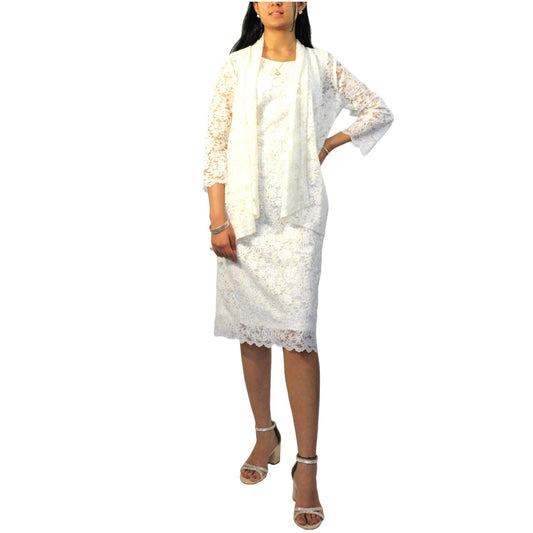 Formal 2-Piece Midi Lace Dress Set