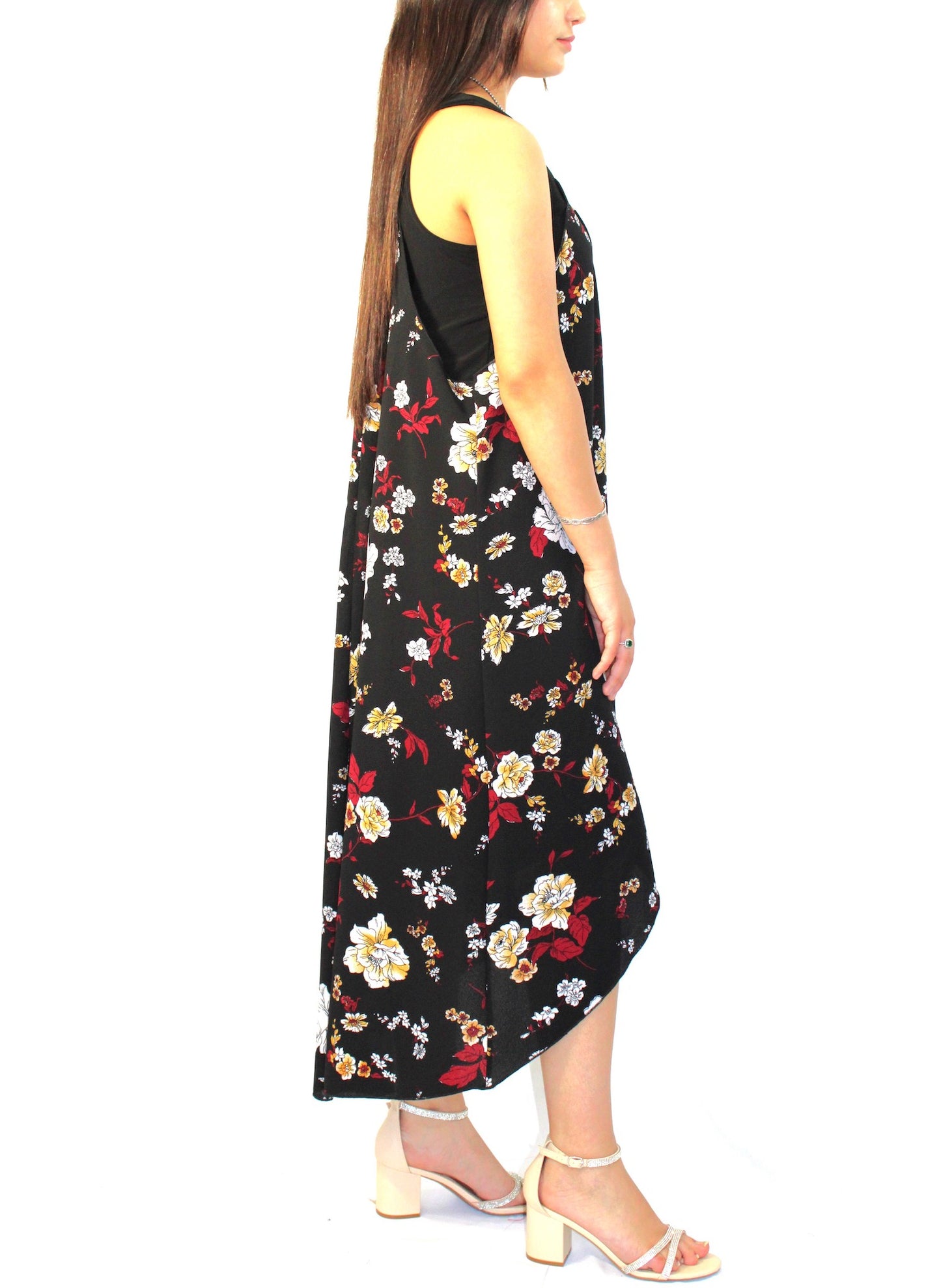 High Low Sleeveless Floral Dress