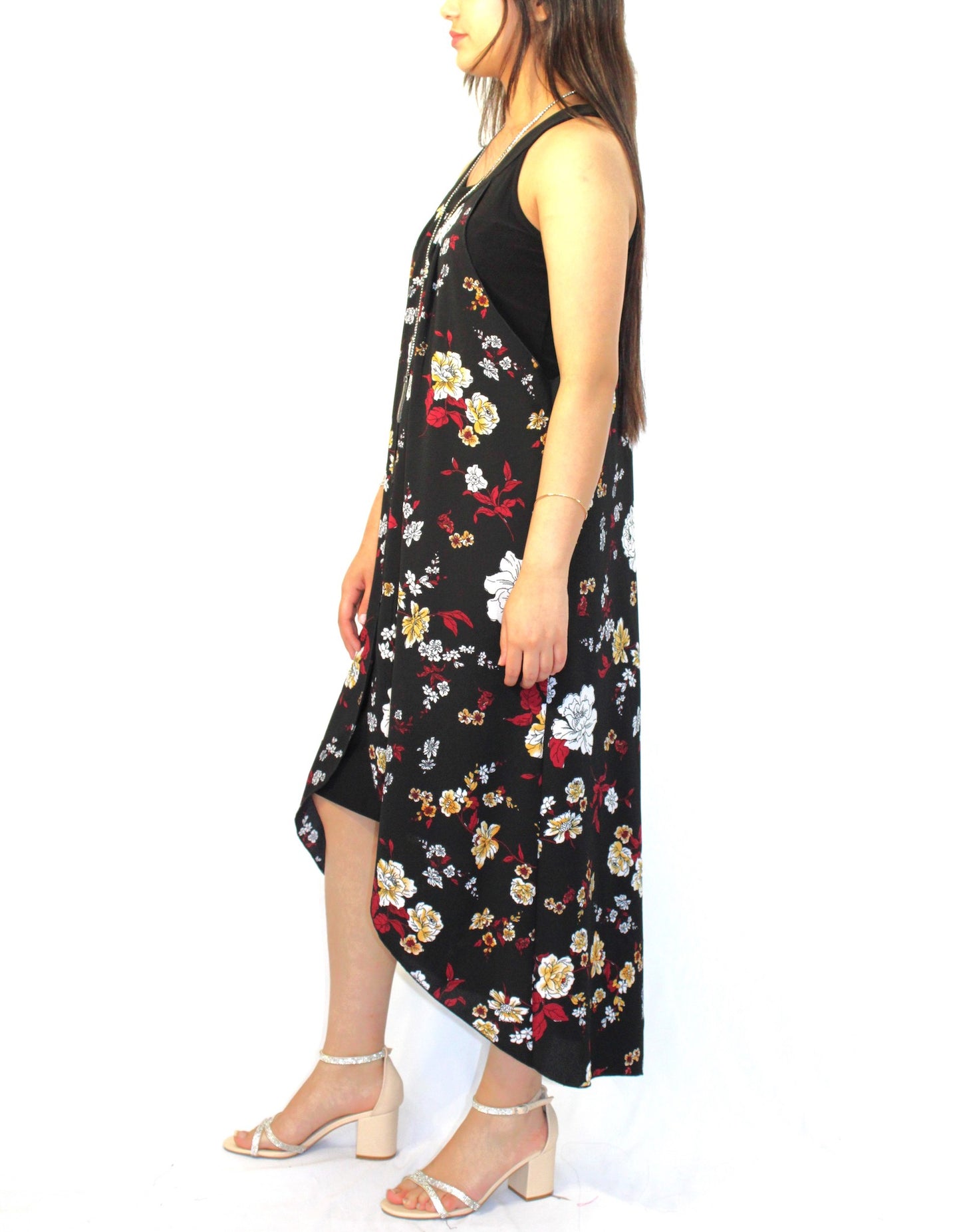 High Low Sleeveless Floral Dress