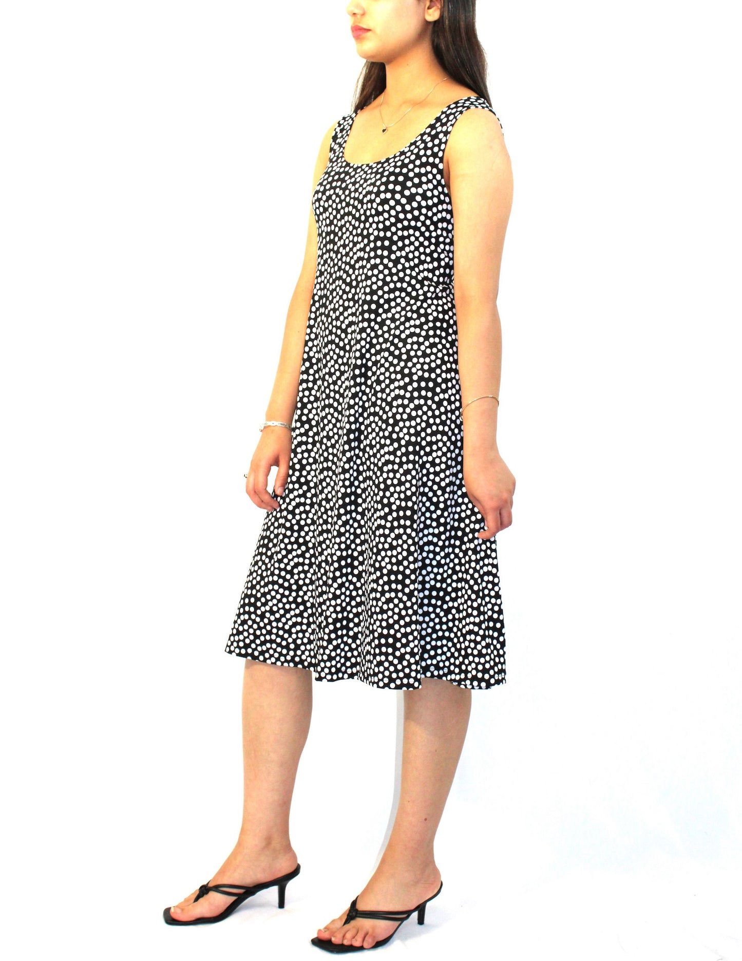 Polka Dot Sleeveless Knee-length Dress