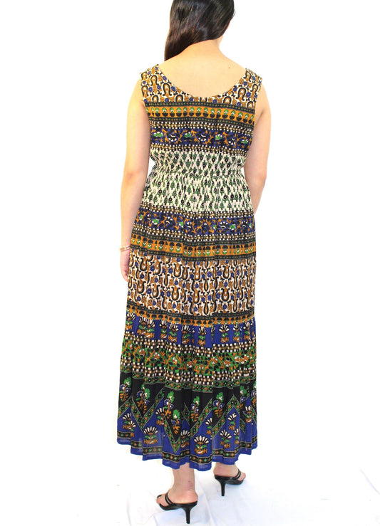 Sleeveless Multi-Patterned Midi Dress